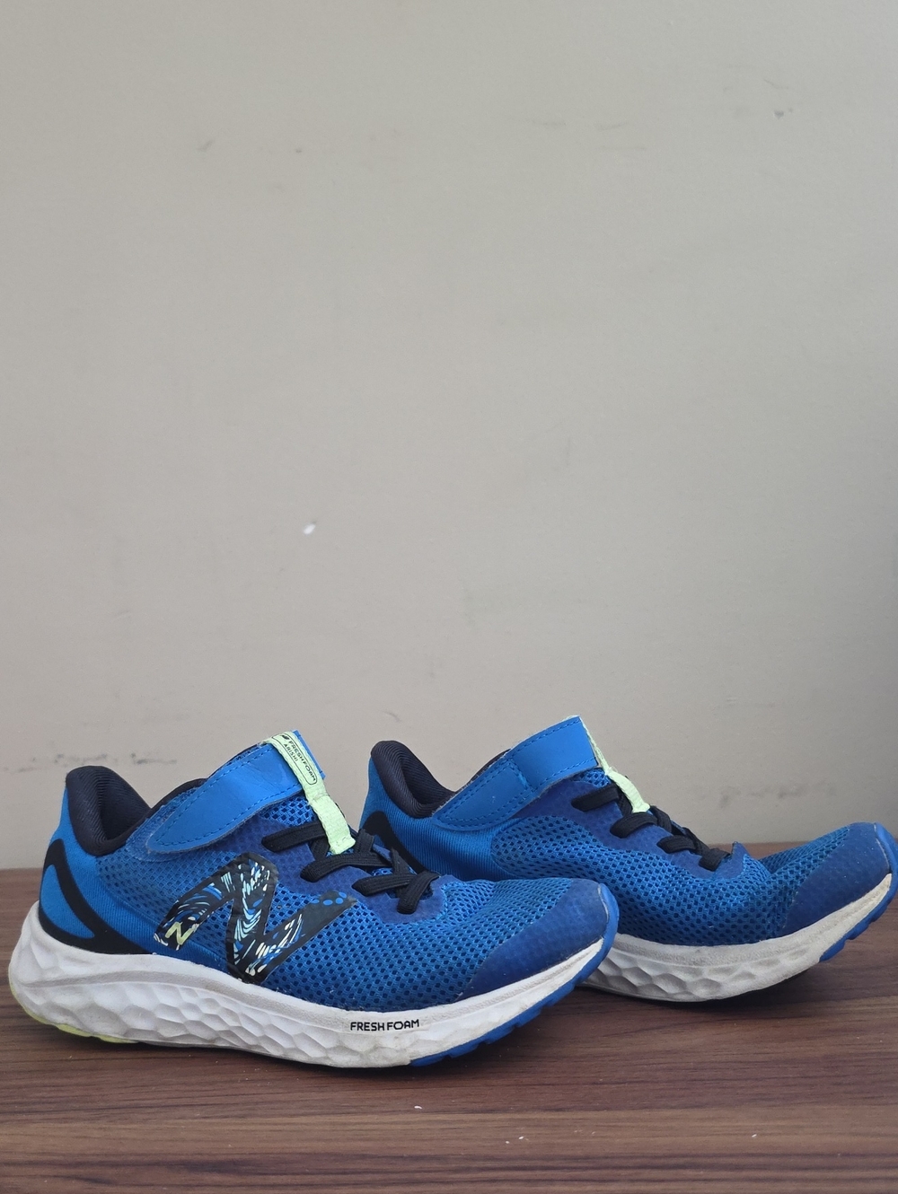 New Balance Kids' Blue Mesh Running Sneakers with Neon Trim